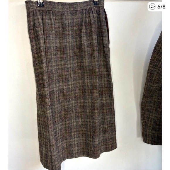 Miss Pendleton Vintage Virgin Wool Skirt Blazer Set Plaid Brown Size 4 / Small - Picture 8 of 8